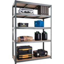 Heavy Duty 71"H Shelf Unit Garage Metal Storage 5 Level Shelves Rack Steel & MDF