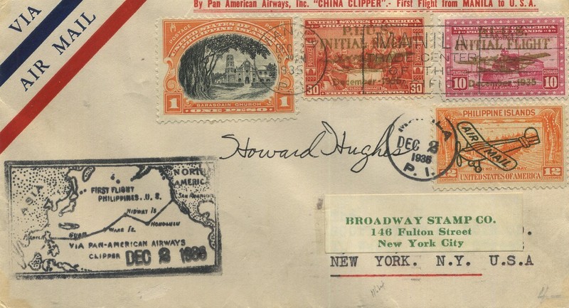 Howard Hughes  Autograph *RARE!* COA 1938 two postmarks Dec.