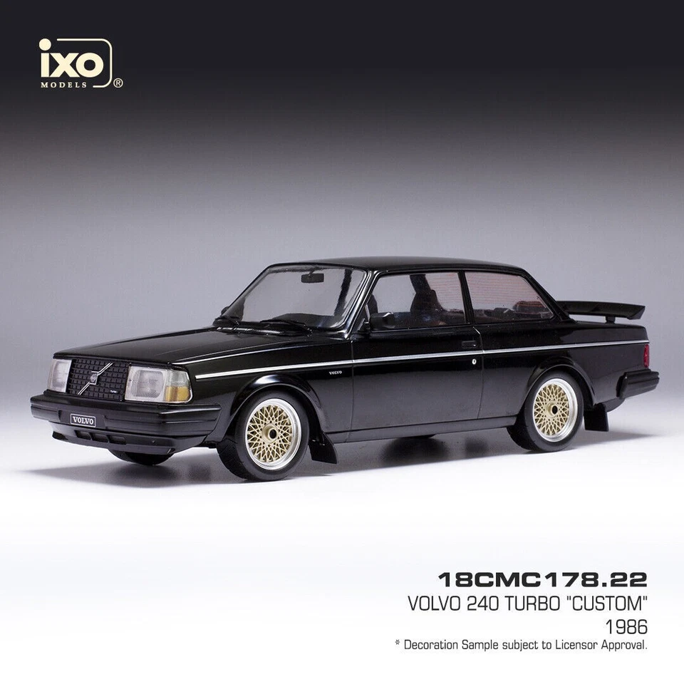 IXO 1/18 MODEL VOLVO 240 TURBO CUSTOM 1986 SCHWARZ STATISCHES MODELL DIECAST