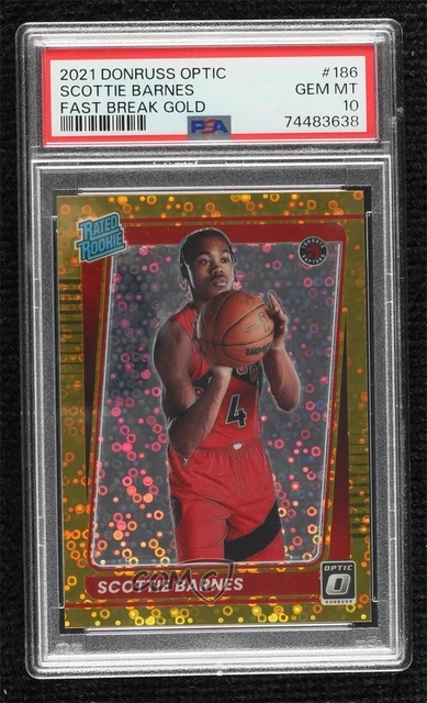 2021 Donruss Optic Fast Break Gold Prizm 8/10 Scottie Barnes PSA 10 GEM MT 0w77