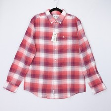 Original Penguin Mens Shirt Plaid Long Sleeve Button Up Mineral Red White Sz NWT