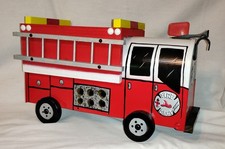NEW Red FD. Hand Painted Fire Truck Mailbox H...