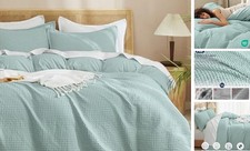 Waffle Weave Duvet Cover Set Size, No Snagging Ultra Queen Aqua No Comforter
