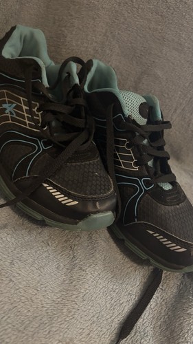 Athletec Sneakers Women Size 8.5 M. Black. Wild Blue.  I Have Too Many Shoes.