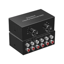 4-Way Stereo Audio Switcher, Bi-Directional Audio Selector Box for Blu-ray Pl...