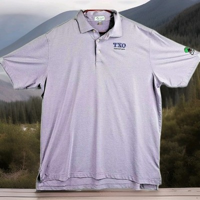 Peter Millar Summer Comfort 2019 Colonial TXO Logo Lilac Golf Polo Shirt Mens XL