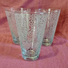 Vintage Libbey Spaghetti String Drinking Tumbler 5.25” Set of 3 MCM Glass 12 Oz