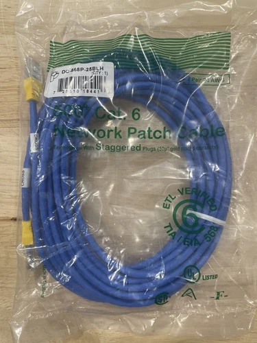 Pan Pacific DC-568P-25BLH Lv6 25Ft Blue Cross Wire For Hub, Pack of 10