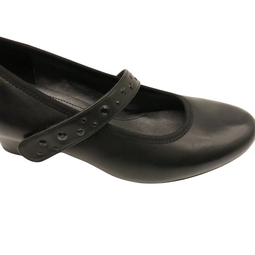 HOTTER MARY JANE SHOES LEATHER STRAPPY ROUND TOE SIZE 7 EMBELLISHED STRAP BLACK - Picture 6 of 11