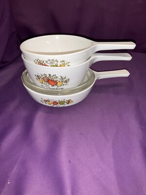 Corning Ware Spice of Life 4pc Menu-ette P81B  P82B & P83B with 1 Lids Vintage