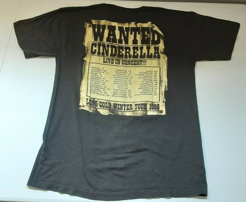 Vintage RARE Cinderella Long Cold Winter Tour 1989 Rock Tour T-Shirt Large L - Picture 2 of 5