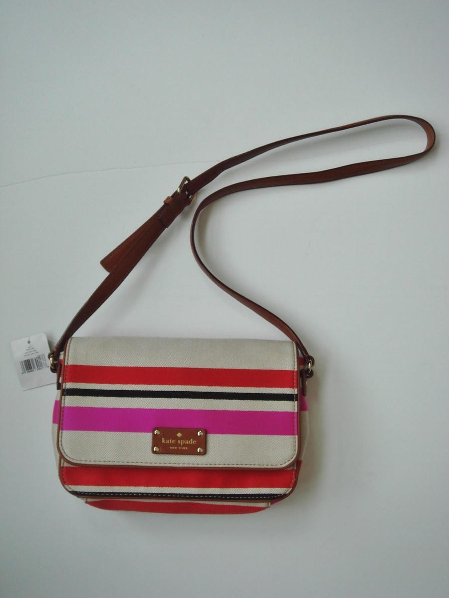 NWT KATE SPADE Finn Oak Island Stripe Canvas Crossbody Handbag