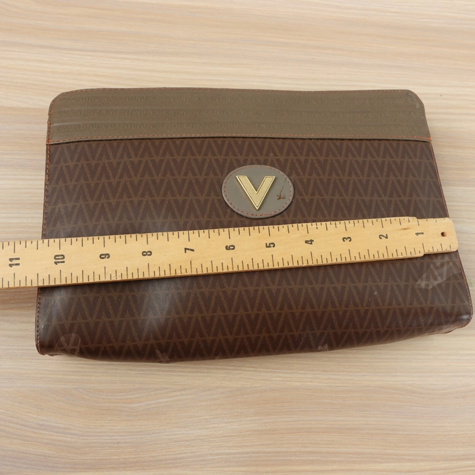 Pochette vintage Valentino monogramma piccola borsa pelle marrone PVC MARIO ITALIA