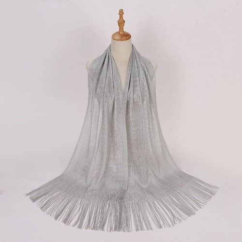 Womens Glitter Scarves Ladies Fringed Tassel Scarf Shawls Wraps Party Wedding - Picture 26 of 45