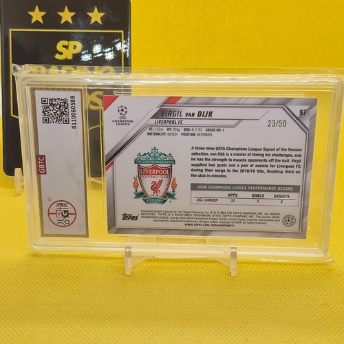 Virgil Van Dijk Liverpool Topps Jade UCL 2021 Jade Amarillo/50 Losa 9.5 - Imagen 5 de 5