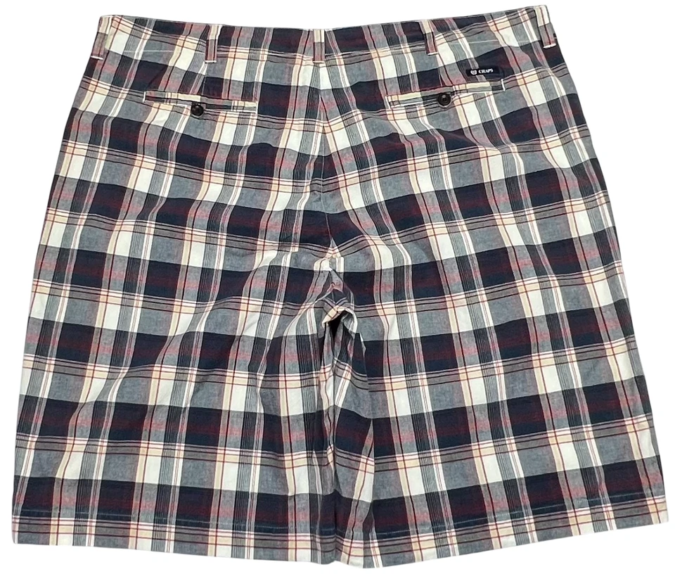 Chaps Shorts Mens (42) Plaid Flat Front Chino 100% Cotton Inseam 10" Golf Casual - Image 2 of 4