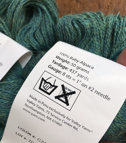 Valley Yarns Hatfield 100% Baby Alpaca 4 Hanks Lace, 2 ply Caribbean Blue Green - Picture 5 of 7