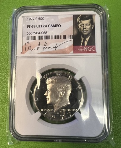 1977 S Kennedy Half Dollar John F Kennedy Signature Label NGC PF69 Ultra Cameo - Bild 6 von 12