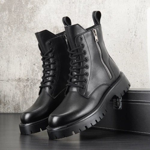 Hombres Botas Punk Prendas para el torso Altas Motocicleta Informales Botines Aumento de Altura Zapatos - Imagen 11 de 12
