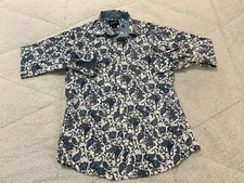 Cremieux Premium Blue Paisley Long Sleeve Shirt Small