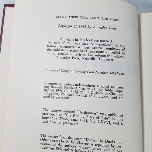 Little Foxes that Spoil the Vines - 1968 Hardcover by W. B. J. Martin - Foto 9 di 11