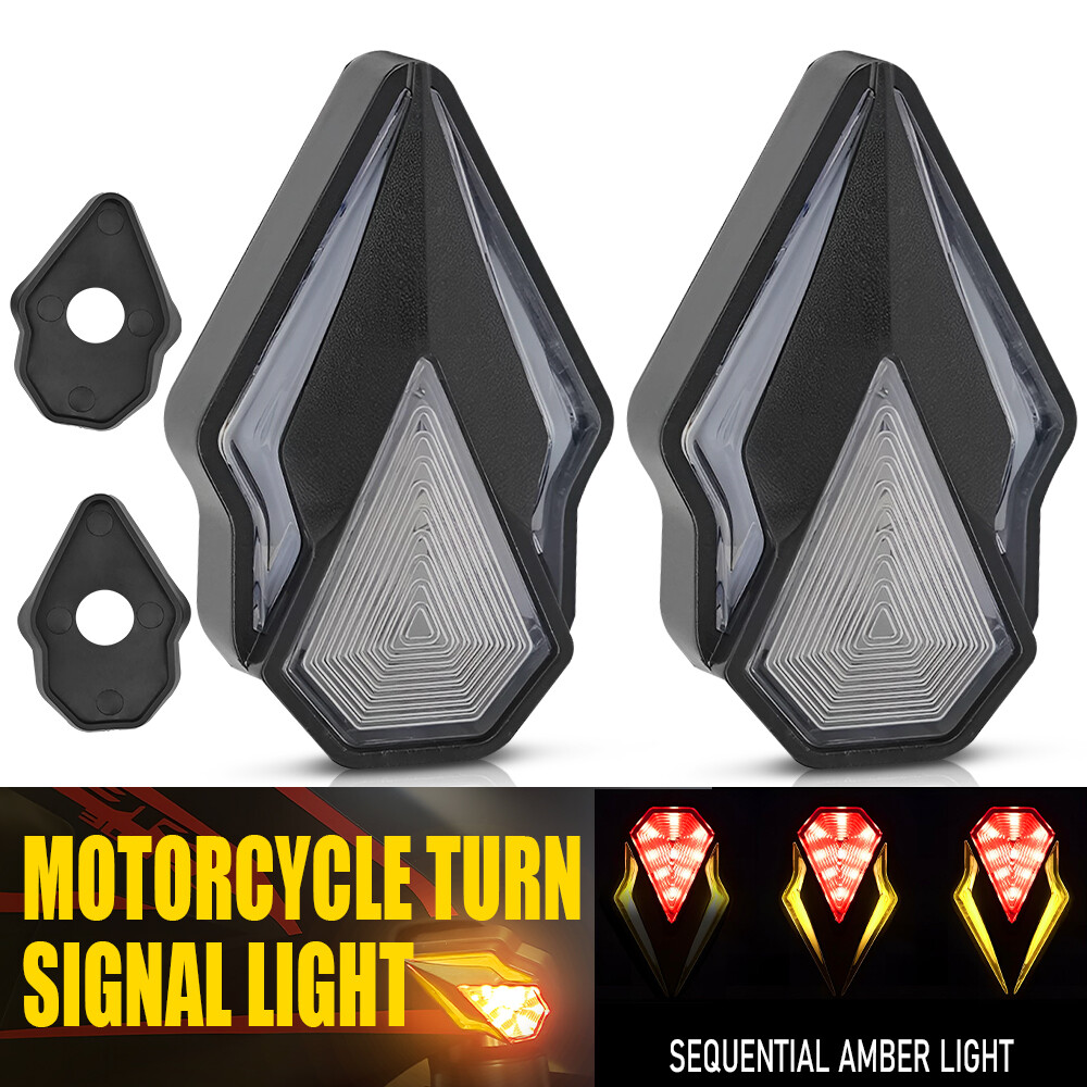 Pair Flush Mount Mini Motorcycle LED Turn Signal Blinker Brake Light Amber+Red