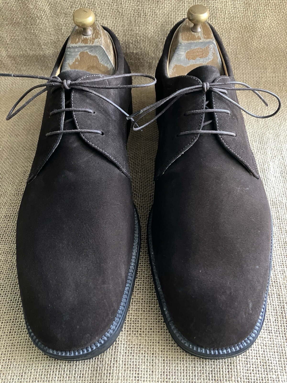 SAOLA Scarpe derby uomo Salvatore Ferragamo scamosciate marroni taglia UK 11 US 12 EE