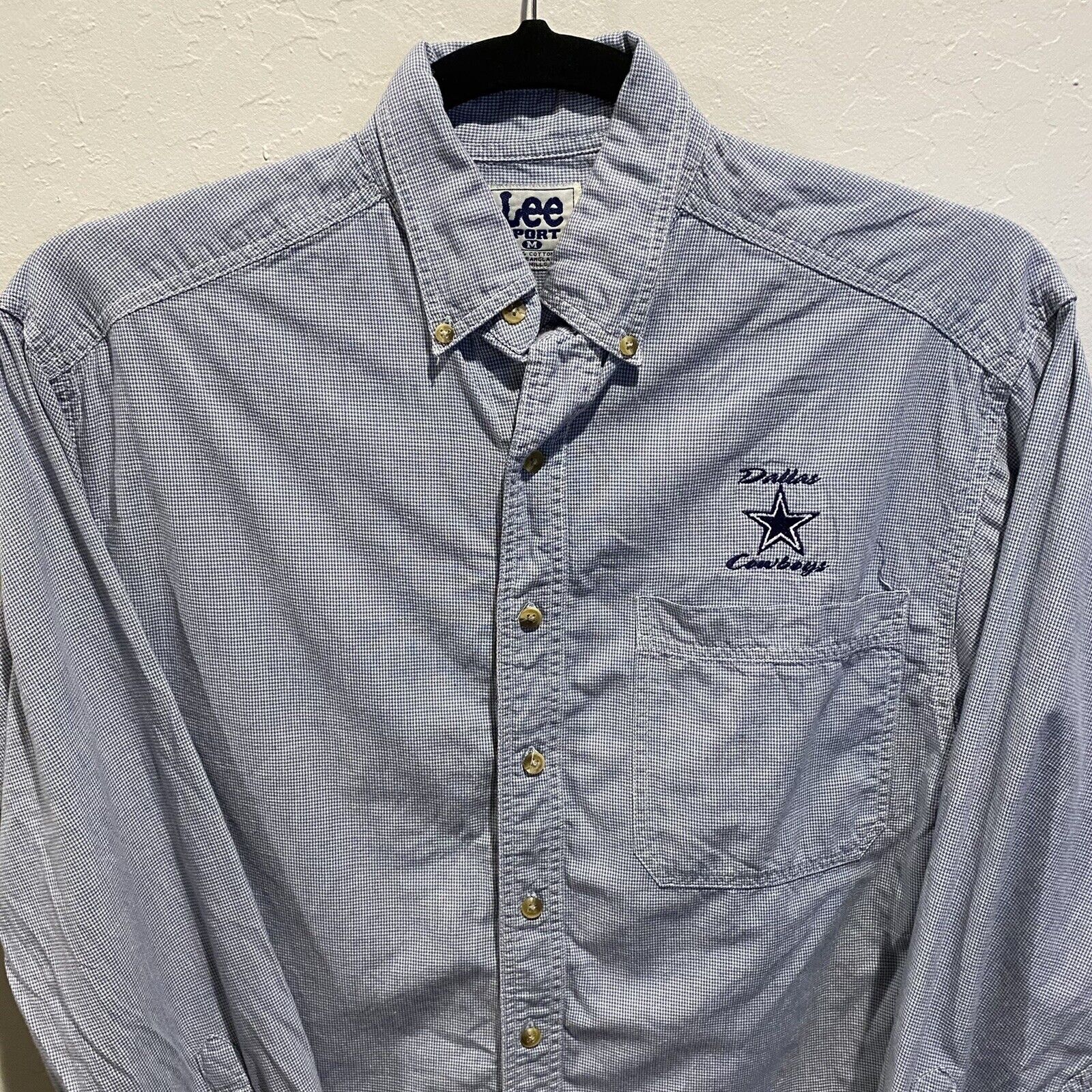 Lee Sport Embroidered Dallas Cowboys Button Up Shirt Mens Medium