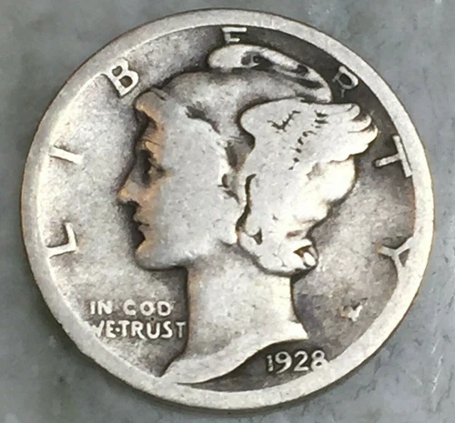 1928 P Mercury Dime circulated 90% Silver  Good G