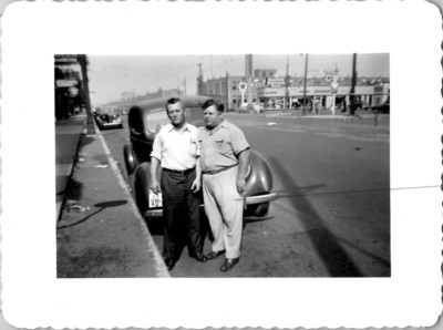 Americana Men Goodrich Tire Store Texaco Michigan Plates 1940s Vintage Photo