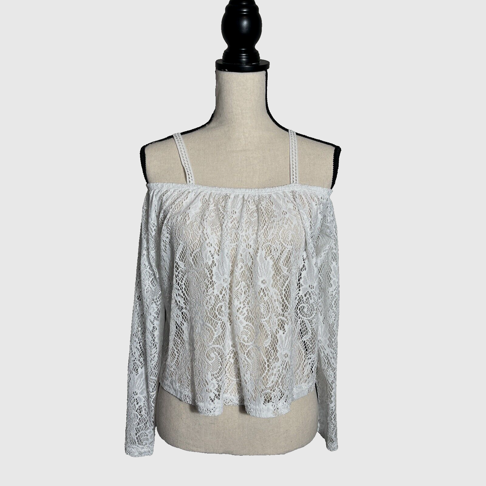 Charlotte Russe Crop Top Womens Lace Overlay Off the Shoulder Size M Y2K White