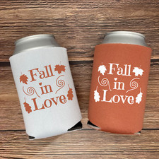 Enfriadores de latas de boda personalizados de otoño, Coolies enamorados, regalos de fiesta de boda