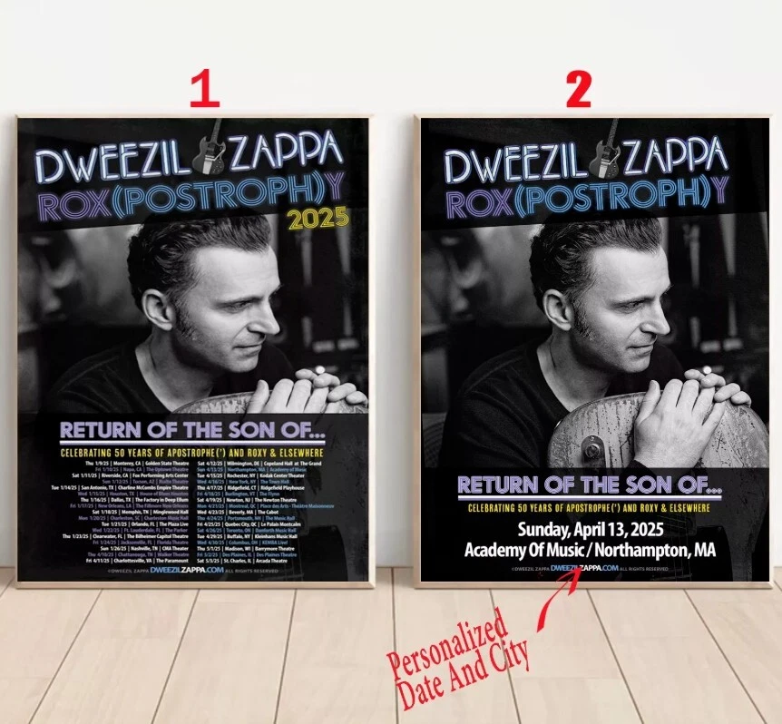 Custom Dweezil Zappa Tour 2025 US Poster, 1 pcs