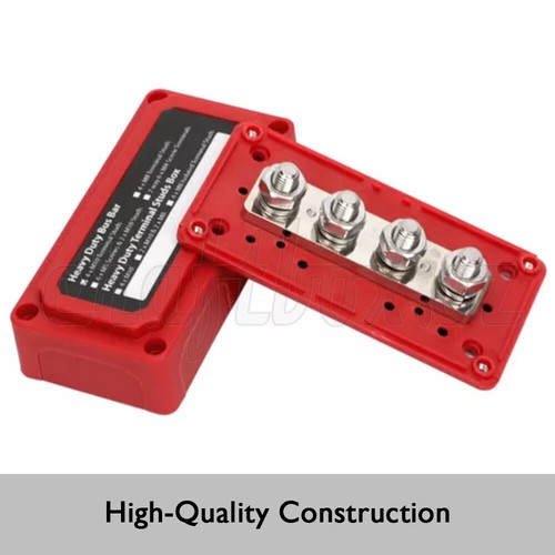Power Distribution Block Heavy Duty Bus Bar Box M8*4 Terminal Studs 12V-48V 300A - Picture 5 of 15