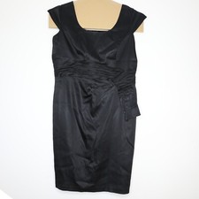 Anthea Crawford Black Satin Evening Dress, Glamour, Cocktail Party Size 18