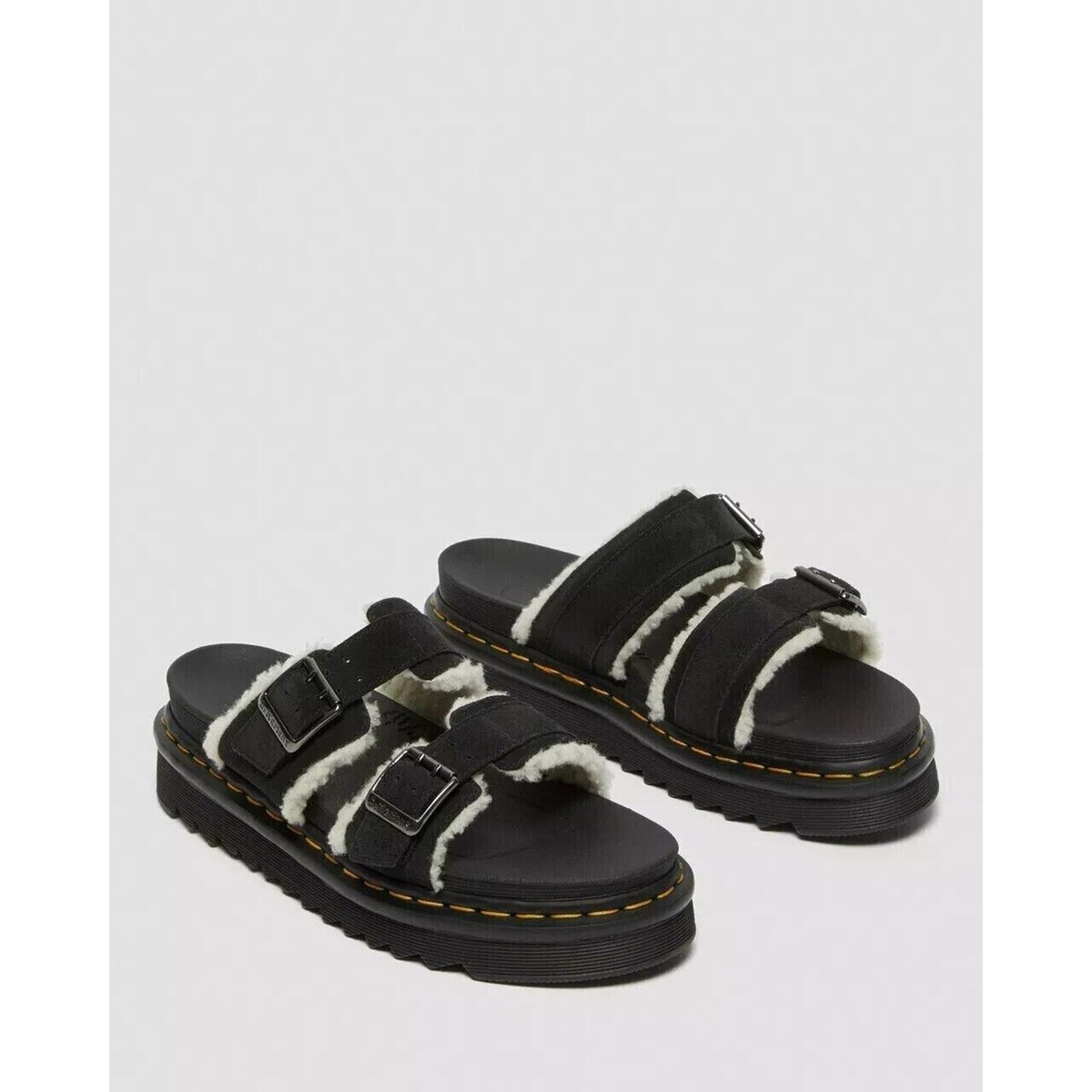 Dr. Martens Myles Sandals Unisex US M11 W12 Black Suede Faux 