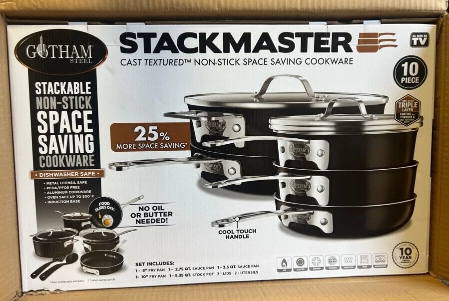 Gotham Steel STACKMASTER Pots Non-Stick 10 Piece Cookware Set
Opens in a new window or tab
