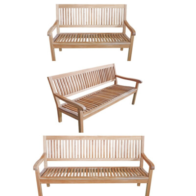 Premium Teak Gartenbank Kingsbury Teakbank Parkbank Armlehnen 3 Größen