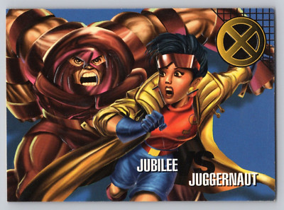 1996 Fleer Marvel Vision - Embossed Textured - #52 Jubilee vs Juggernaut