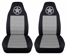 Front set car seat covers black-silver army star fits wrangler YJ /TJ /LJ