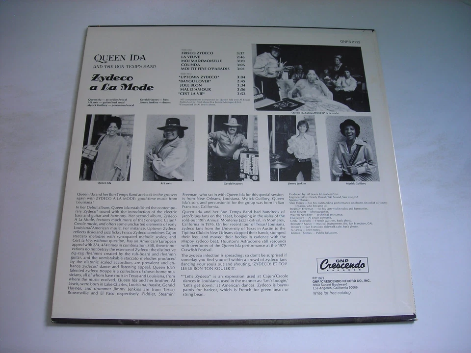 Queen Ida and the Bon Temps Band Zydeco A La Mode 1977 LP VG++ Foto 2 de 2