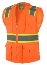 4 Pockets Orange Mesh High Visibility Safety Vest, ANSI/ ISEA 107-2010 #806-OR