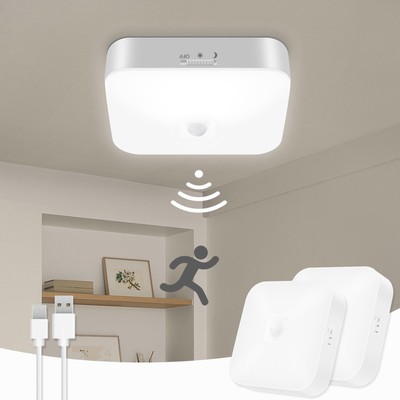 Rechargeable Motion Sensor Ceiling Light Indoor, Wireless Battery Powered Sho...