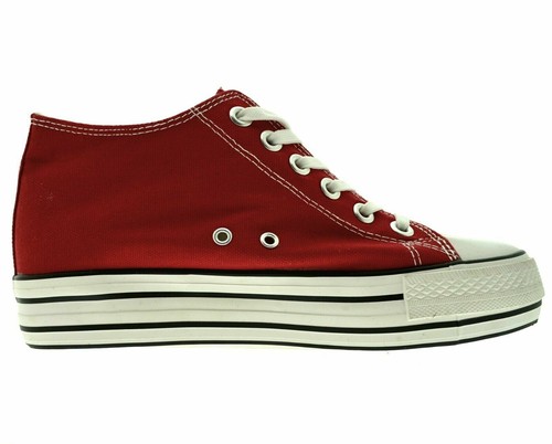Scarpe sportive in tela sneakers alte da ginnastica con rialzo interno  rosse RED | eBay
