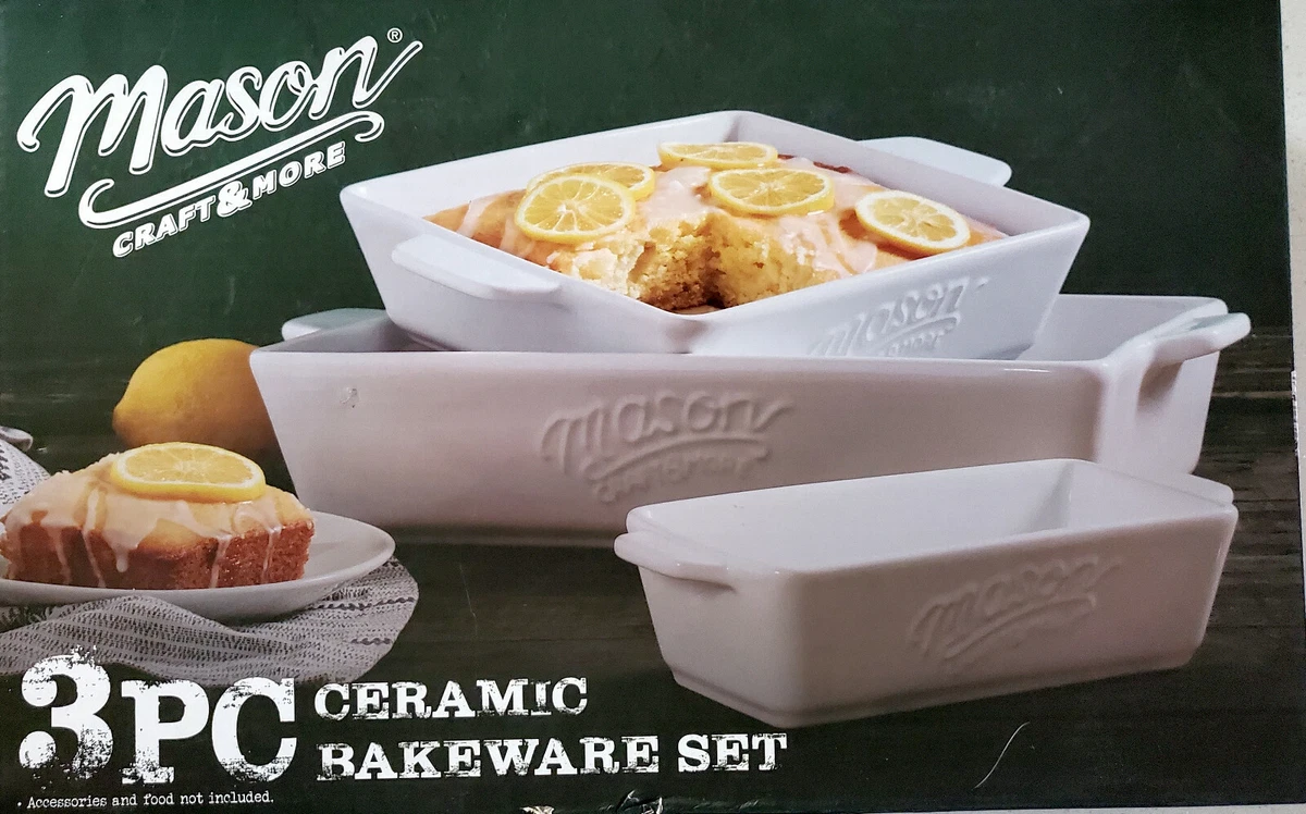 MASON Ceramic Bakeware Set 3 Piece Craft & More Baker Small Medium & Large  - NIB