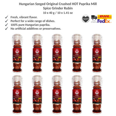 Hungarian Szeged Original Crushed HOT Paprika Mill, Spice Grinder