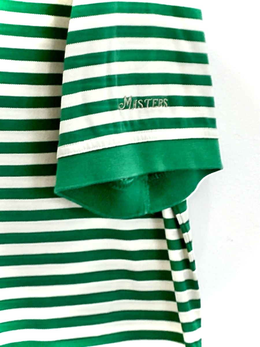 MASTERS ゴルフシャツ M ホワイト/グリーン Master's Collection Mens Green White Striped S/S Golf Polo