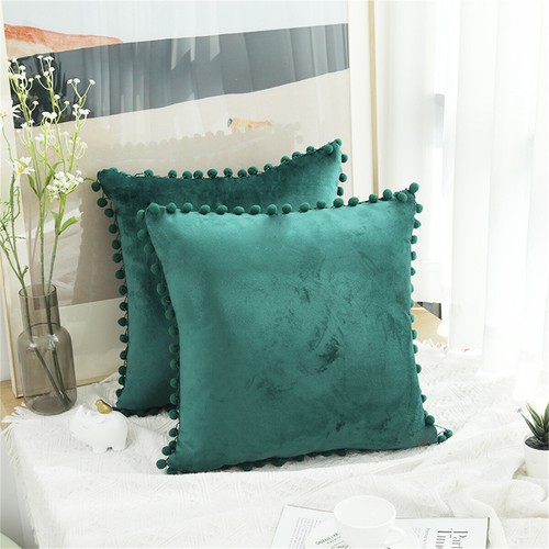 Funda de cojín de terciopelo pompón suave bola flecos decoración del hogar sofá funda almohada - Imagen 10 de 30