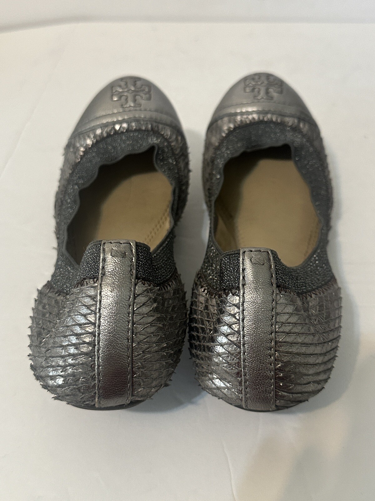 Tory Burch Gabby Ballet Metallic Python Print/Met… - image 5