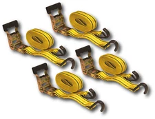 HFS(R) 4Pcs 1.5" X 15 Ft Heavy Duty Ratchet Cargo Tie Down Straps J-Hooks